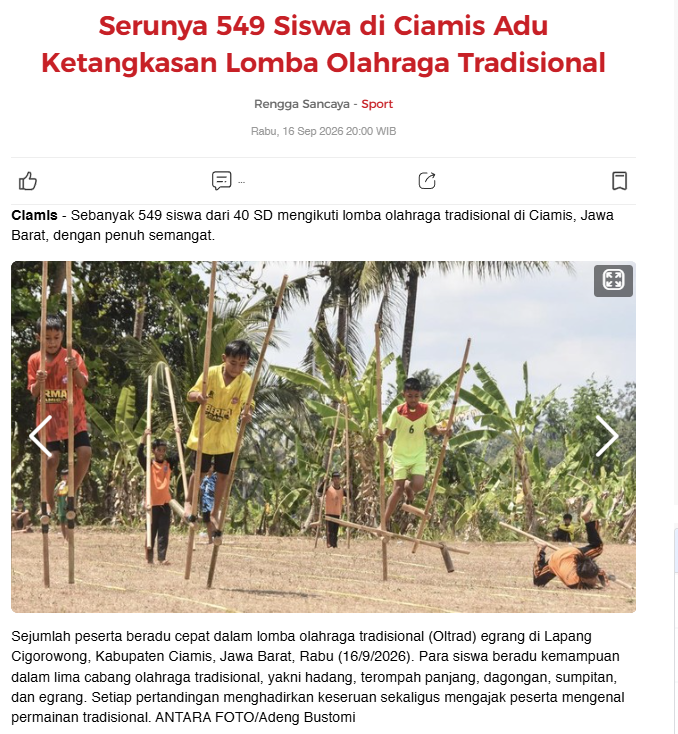 Serunya 549 Siswa di Ciamis Adu Ketangkasan dalam Lomba Olahraga Tradisional